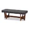 Baxton Studio Theo Mid-Century Dark Grey Upholstered Walnut Finished Bench 159-9835 - alternate 1